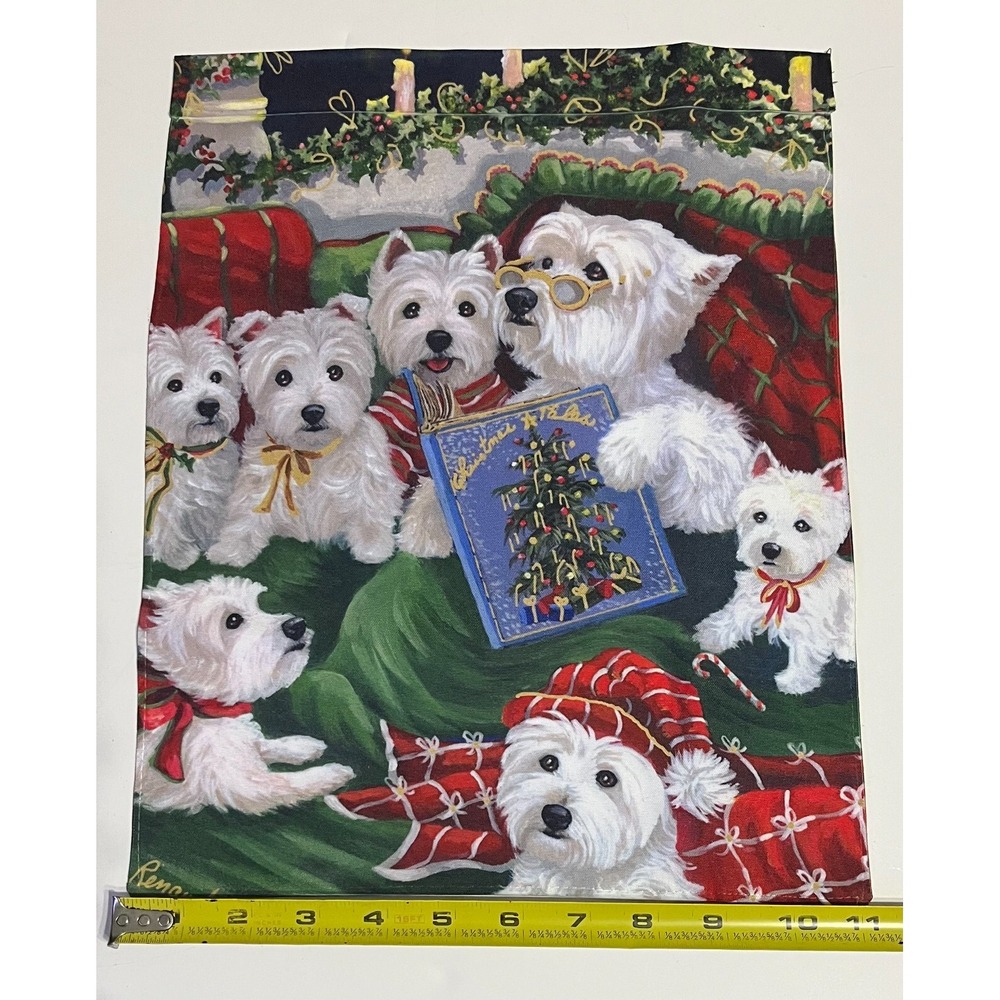 Westie West Highland Terrier Christmas Reading Books Garden Flag Dog Xmas Gift - Picture 3 of 4